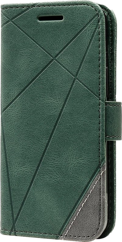 Hoesje geschikt voor iPhone 15 - Bookcase - Pasjeshouder - Portemonnee - Patroon - Kunstleer - Groen