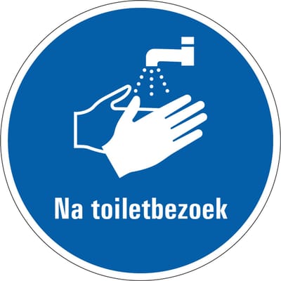Handen wassen na toiletbezoek sticker 100 mm