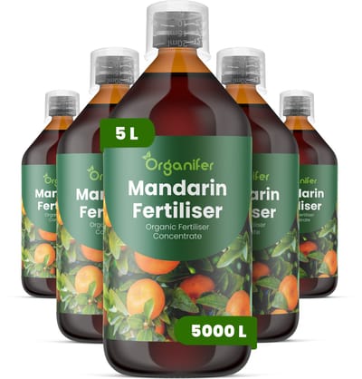 Vloeibare Meststof Voor Mandarijnboom 5X1 L Voor 5000 L - Npk 2-1-8 - Ondersteunt Krachtige Kroonontwikkeling En Evenwichtige Boomgroei - Verbetert De Bloei - Vruchtzetting En De Zoetheid Van Mandarijnen - Organifer