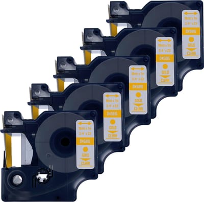 DULA Dymo D1 45815 Compatible label tape - 5 lettertapes - Goud op transparant - 19mm x 7m