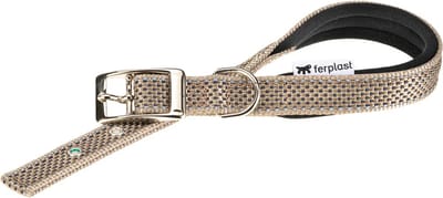 FERPLAST Daytona Deluxe Halsband / Hondenhalsband - Zachte voering - Bruin - Reflecterend - M - Breedte: 2 cm - Nekomtrek: 35 - 43 cm (GELIEVE ALVORENS BESTELLEN OPMETEN)