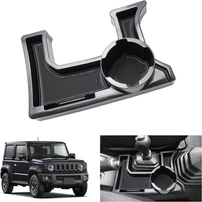 Handige Opbergdoos voor Handgeschakelde Versnellingsbak van Suzuki Jimny 2018-2024, Console Organizer, Armsteun en Bekerhouder in Zwart