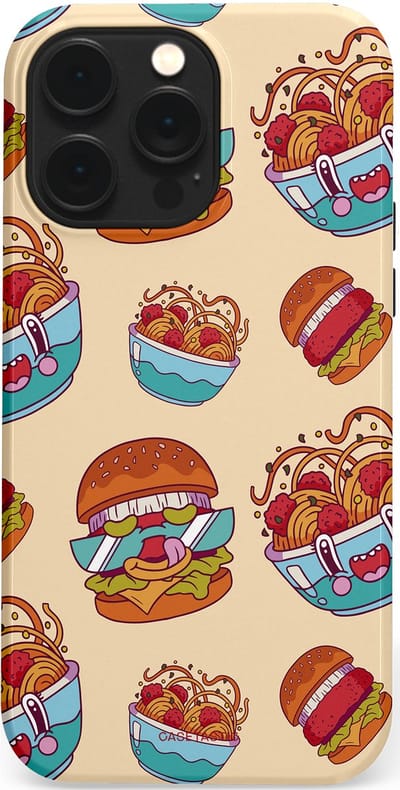 Casetastic Hoesje Geschikt voor Apple iPhone 14 Pro Max Magsafe - Stijlvolle Beschermende Duo-layer Case - Cartoon Hamburgers