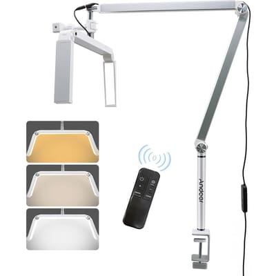 Andoer HD-M16X 36W Lampe vidéo LED de bureau pliable en demi-lune 3200K-5600K Dimmable avec W-UK