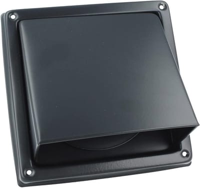 Afvoerkap Zwartgrijs RAL7021 met Terugslagklep en Ventilatierooster – 100mm, 125mm, 150mm bespreekbaar