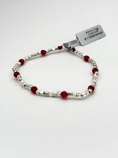 Spadarella Gioielli - SPBR533 - Armband - 925 Zilver - 3 mm - Rode Agaat - 19 Cm - Heren - Dames - Unisex - Made in Italy