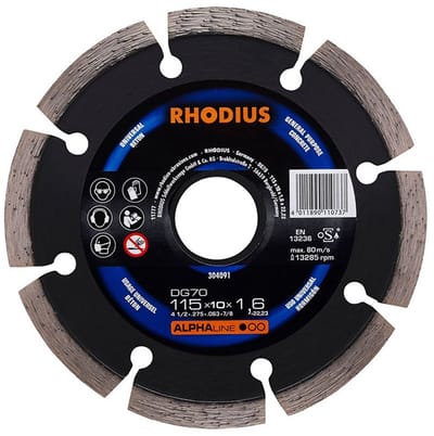Rhodius 304091 DG70 Diamanten doorslijpschijf Diameter 115 mm Boordiameter 22.23 mm Beton 1 stuk(s)