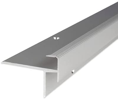 Trapneusprofiel voor Laminaat | Geanodiseerd Aluminium | Zilver | 10mm Breedte | 8.5mm Hoogte | 100cm Lengte | Geboord Trapprofiel