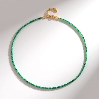 Cavill - Zilveren Halsketting - 925 Sterling Zilver - Zambia Smaragd 23,64 ct Fancy Gefacetteerd - Verstelbaar 45-50 cm - Luxe Groen
