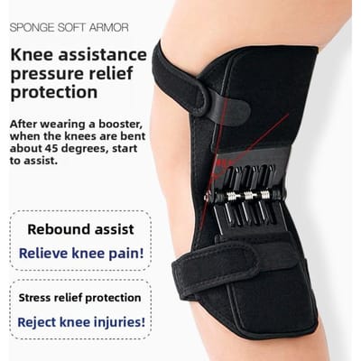Support Booster Articulation du Genou pour Alpinisme Fitness Marche Escalier Protection Rotule Genouillère black