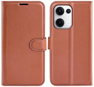 MobyDefend Hoesje - Geschikt voor Oppo Reno13 Pro - Kunstleren Wallet Book Case (Sluiting Voorkant) - Bruin