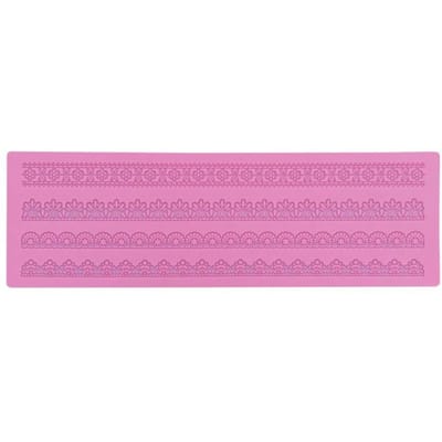 Kanten Siliconen Mat, Fondant Decoratieve Kanten Mat, Kleine Bloemige Pastorale Kleine Verse Vorm (Pink,A) roze
