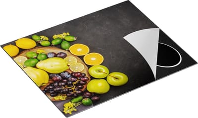 Chefcare Inductie Beschermer Fruit op Zwarte Marmer - 65x50 cm - Afdekplaat Inductie - Kookplaat Beschermer - Inductie Mat