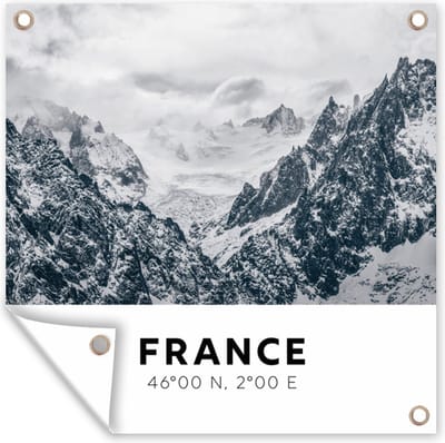 Tuin poster Frankrijk - Alpen - Sneeuw - 200x200 cm - Tuindoek