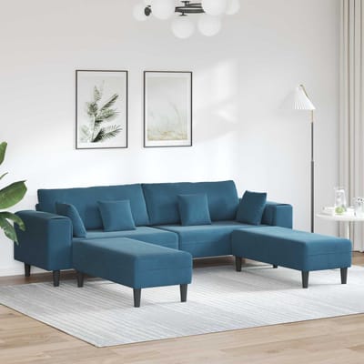 vidaXL Bank 3 pcs Blauw 250 x 188 x 76 cm Fluweel
