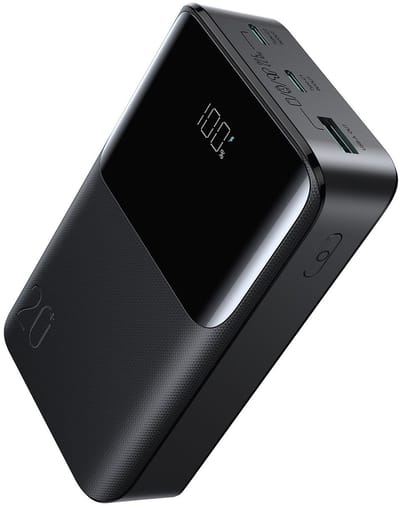 Powerbank 20.000 mAh 22,5W – Snelladen met 2x USB-C + USB-A – Digitaal display & low-current modus – Joyroom – Zwart
