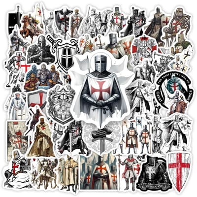 Kruisvaarder Tempelier Ridder Stickers Kunst DIY Cadeau Kinder Speelgoed Sticker voor Laptop Telefoon Scrapbook Bagage Flessen Graffiti Waterdicht gray