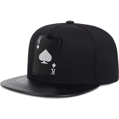 Mode Nieuwe Platte Rand Hoed Poker Schoppen A Schoppen K Street Dance Hip Hop Hoed Buiten Vrije Tijd Sport Zonneklep Hoed Baseballpet black