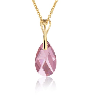 Montebello Ketting Pia DG511H - Swarovski Druppel - 925 Zilver Verguld - 16mm - 50cm