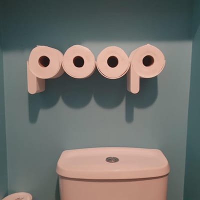 Toiletpapierhouder Wc-houder 3d Print Toiletaccessoire Poep Houder Grappige Wc Accessoire | Together / Wit