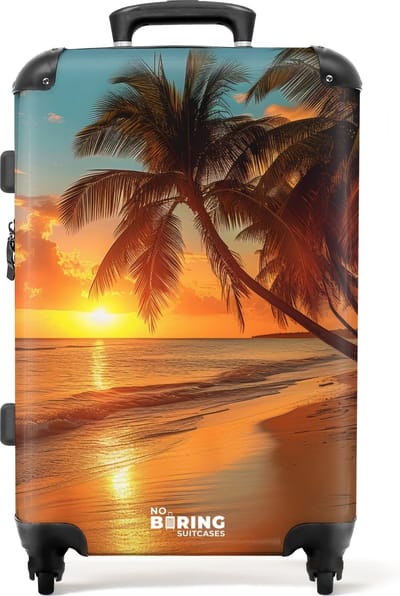 NoBoringSuitcases.com® - Koffer groot - Rolkoffer lichtgewicht - Palmbomen op een strand - Reiskoffer met 4 wielen - Grote trolley XL - 20 kg bagage