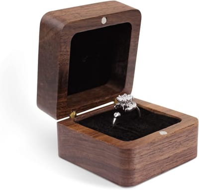 Elegante Houten Ringdoos voor Verlovingsring, Vierkante Huwelijksringhouder met Enkele Sleuf, Perfect voor Ceremonies en Bruiloften