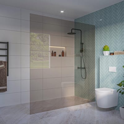 FugaFlow Eccelente Vetro Inloopdouche - rook glas - 180x200cm - 8mm - nano - blind inbouw profiel