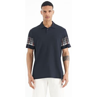 Heren Katoenen Polo Kraag Bedrukt T-Shirt