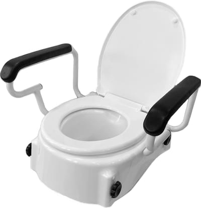 Toiletverhoger met armleuning - Zithoogte: 16,5 cm - Totale breedte 58 cm - Maximaal gebruikersgewicht: tot 130 kg