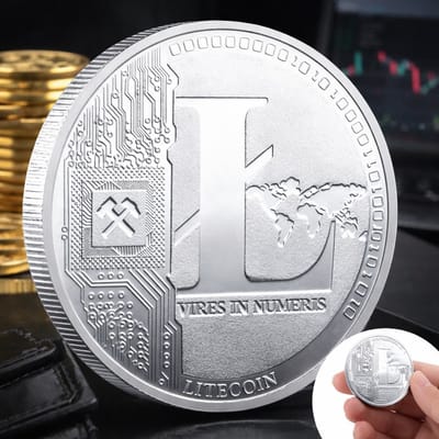 Fysieke Litecoin Munt – Zilverkleurig – Cryptotoken – Voor Fans, Verzamelaars en Crypto-enthousiastelingen – Ø 38 mm