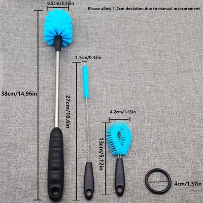 3-in-1 Stainless Steel Water Bottle Brush Set Cleaning Brush Long Handle Water Bottles Cleaner Washing Kitchen Scrubbing Tools white