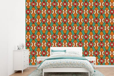Behang - Fotobehang Design - Retro - Oranje - Abstract - Breedte 360 cm x hoogte 260 cm