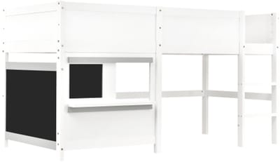 Gotagee Huisbed kinderbed speelbed stapelbed met twee planken graffiti-baar met kleine plank 90x200 wit