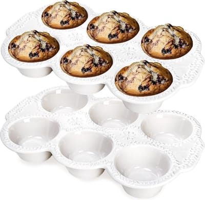 2x Keramische Muffin- en Cupcakevorm met 6 Hollandse Kuiltjes - Antiaanbaklaag