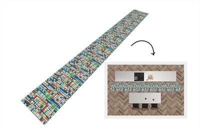 Keukenloper 400x50 cm - Keukenmat vinyl Patronen - Lijn - Wit - Keukenmatten loper - Keuken vloerkleed tapijt