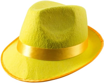 Folat Trilby verkleed hoed - neon geel - voor volwassenen - carnaval - verkleden