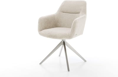 Eetkamerstoel Pejo-Flex kruisframe breed roestvrij staal koord beige 360° draaibaar rocker-functie pocketveer kern