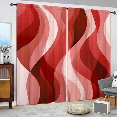 2 stuks Rode Wind Bedrukte Gordijn voor Huisdecoratie - Tunnelzak Raambekleding voor Slaapkamer, Kantoor, Keuken, Woonkamer en Studeerkamer 52.5cmX116cmX2pcs brown