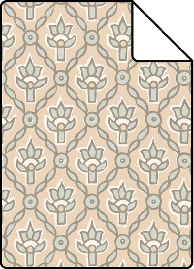 Proefstaal ESTAhome behang vintage bloemen beige en blauw - 26.5 x 21 cm - 132011-S