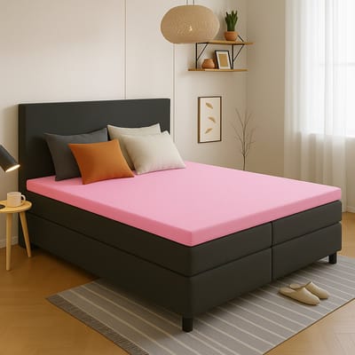 Saphira ESSENTIALS Badstof Topper Hoeslaken – Roze – 160x200/220 cm – 20 cm Matrashoogte – 360° Rondom Elastiek – Luxe Comfort & Perfecte Pasvorm