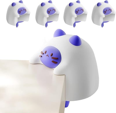 Meubelhoekbeschermers - 4-pack - Zachte randbeschermingsstrips - Zelfklevende meubelhoekbeschermers - Randbescherming - Babybescherming - Voor het afdekken van scherpe meubel- en tafelranden - Hoekbeschermers met cartoonkat - Wit