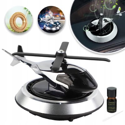 Autoluchtverfrisser Op Zonne-Energie - Aromatherapie Geurverspreider Draaiende Ventilatorbladen - Stil Massief Houten Voet Geen Batterijen Nodig - Elegant Decor