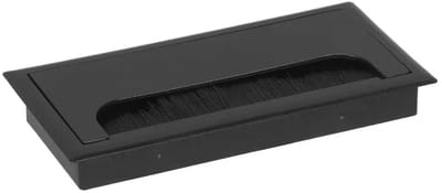 WiseGoods Premium Kabeldoorvoer 80x160MM Aluminium - Kabelgoot Bureau - Kabelgat Met Borstelafsluiting - Kabel Organiser - Zwart