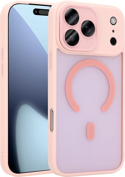Coverzs luxe matte Magneet hoesje geschikt voor iPhone 17 Pro Max met camera cover (roze) – sterke case met premium bescherming, dun ontwerp en perfecte pasvorm - Camerabescherming