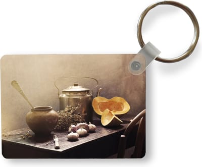 Sleutelhanger - Stilleven - Pompoen - Knoflook - Pan - Tafel - Uitdeelcadeautjes - Plastic
