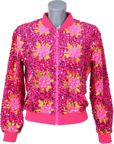 Paillettenjasje Flower Roze - Glitter en Glamour - Dames - Maat XS/S