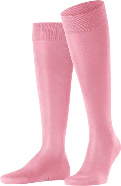 FALKE Tiago lang eenkleurig fil d'Ecosse katoen kniekousen heren roze - maat 39-40