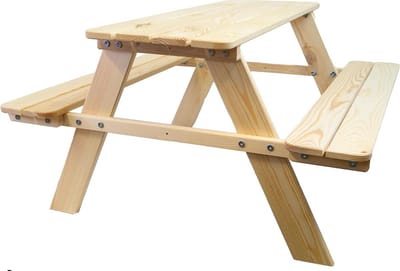 Kistenkolli Altes Land Zitbank voor kinderen, 90 x 90 x 48 cm, tuinbankstel met ronde hoeken, plaats voor maximaal vier personen, 100 kg totale belasting (natuur)