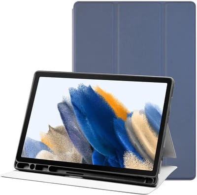 Tablet Hoes Geschikt voor Samsung Galaxy Tab A8 | Luxe Tri-Fold Book Case | Kunst Leren Bescherm Hoes | Standaard Functie | Blauw