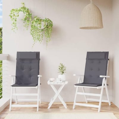 Tuinstoelkussens Hoge Rug - Zitkussens Set - Buiten Ontspannen - Waterafstotend Oxford - 2 Stuks - Antraciet